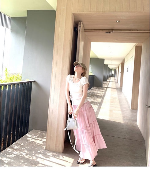Summer Flounce Layer Long Skirts